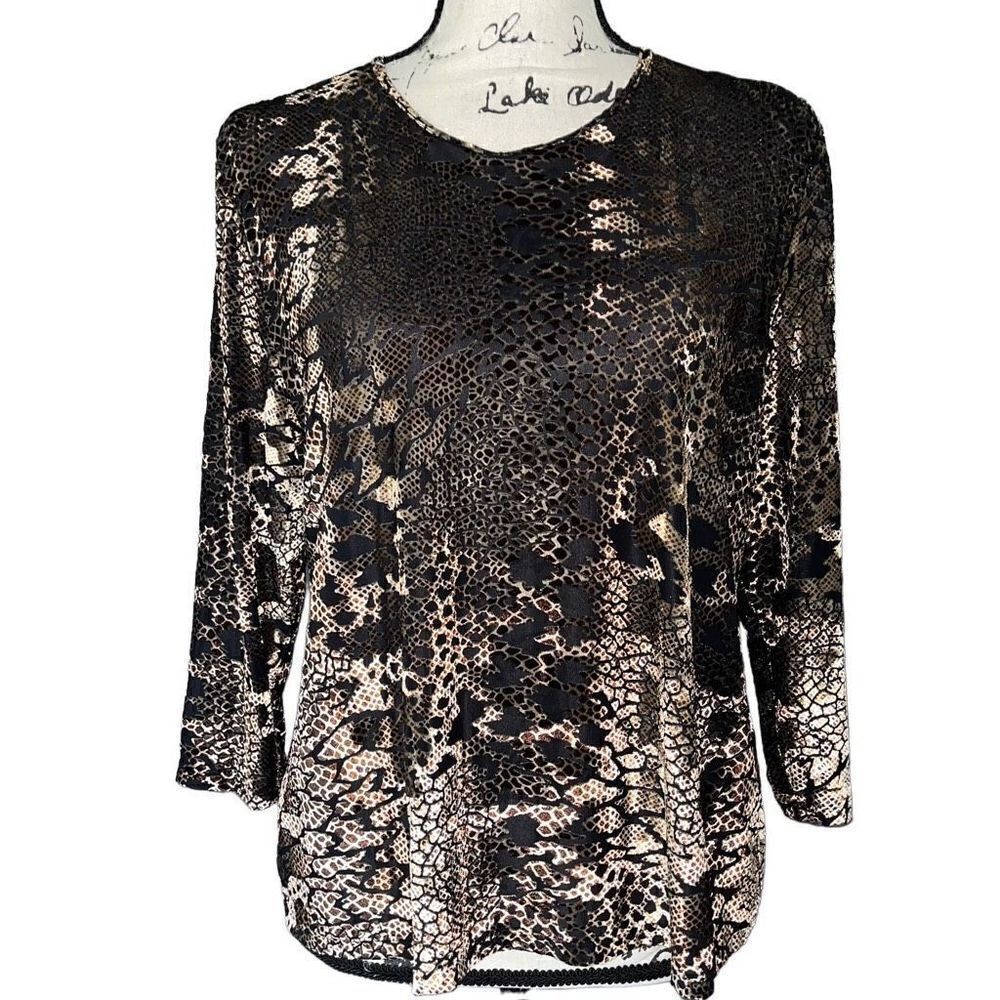 TanJay brown & black blouse large petite‎